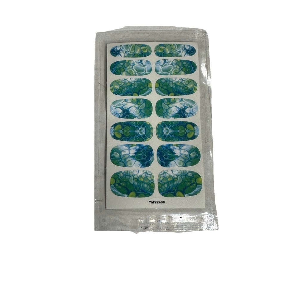 NEW nail art strips decals stickers GREEN BLUE‎ MIX WATER ART PAINT